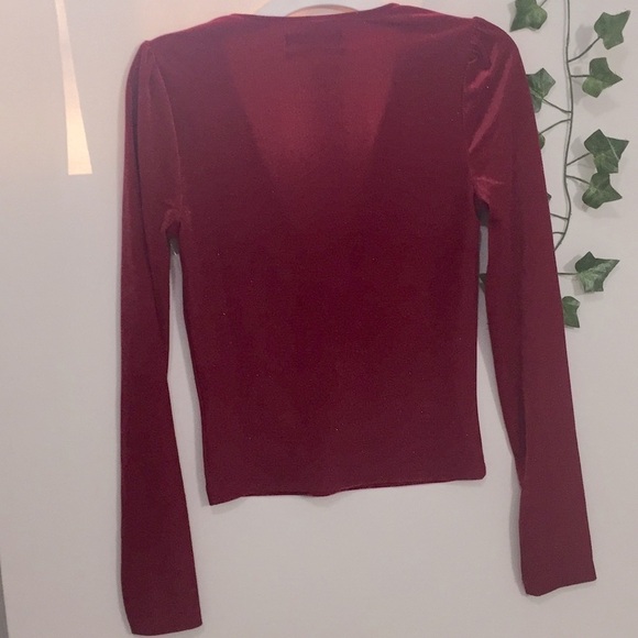 Urban Outfitters Bree Velvet V Neck Hot Pink Top - Picture 12 of 12